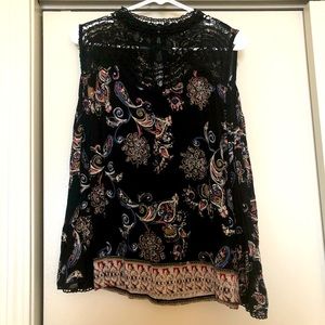 Dry Goods Long Sleeve Peekaboo Shoulder Blouse